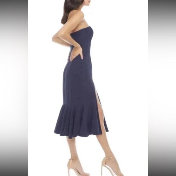 NWT Dress The Population Madison Ruffle Trimmed Strapless Midi Dress Navy XXL - Picture 3 of 8